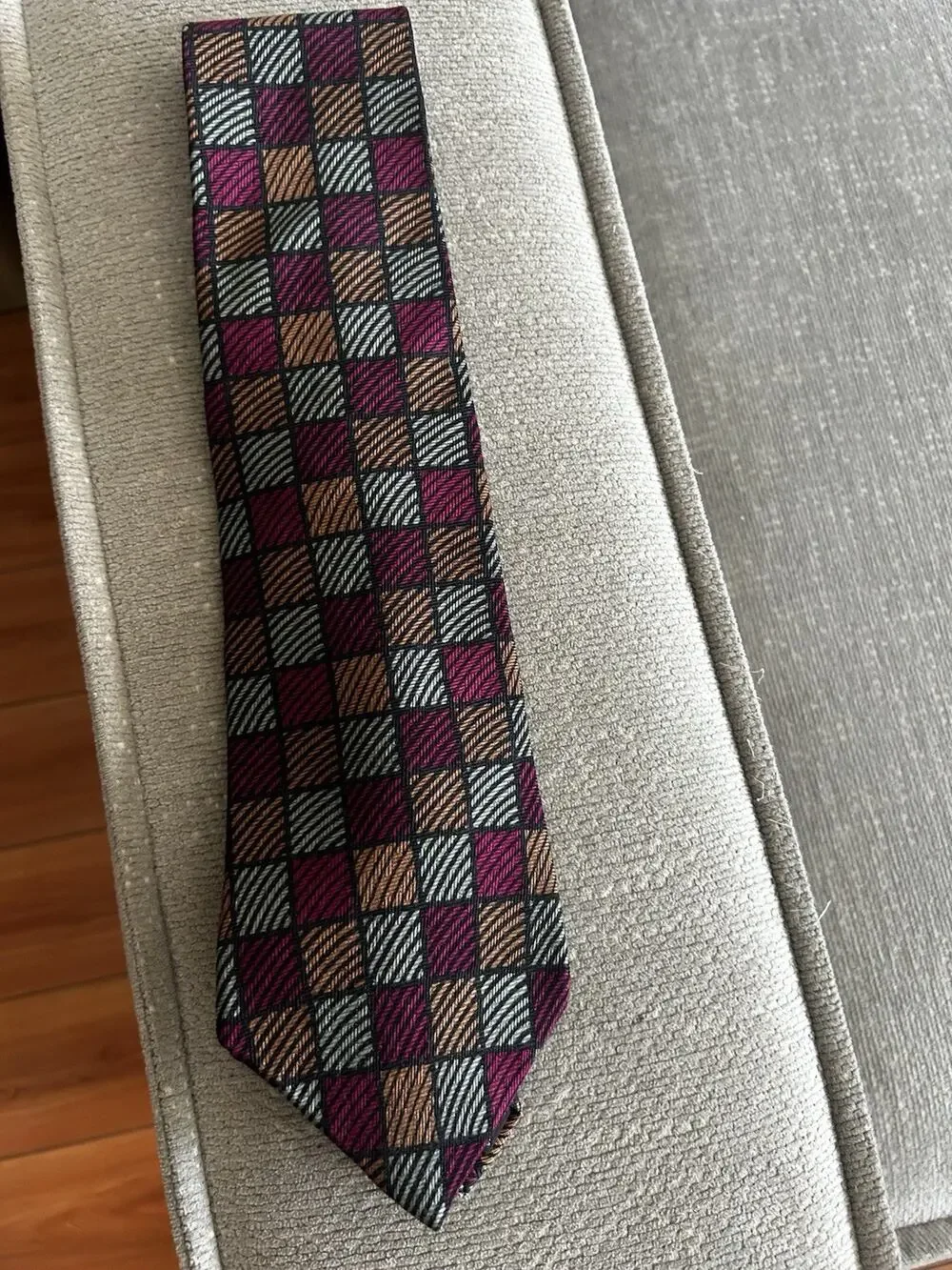 Albert Nipon Plaid Silk Checked Tie